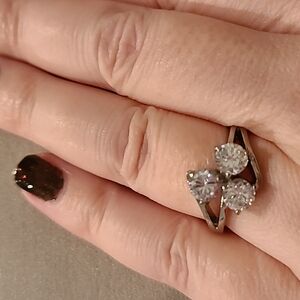 Three stone Cubic zirconia stainless steel ring